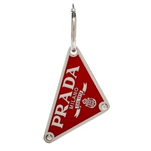 Prada Red and Silver Triangle Keychain